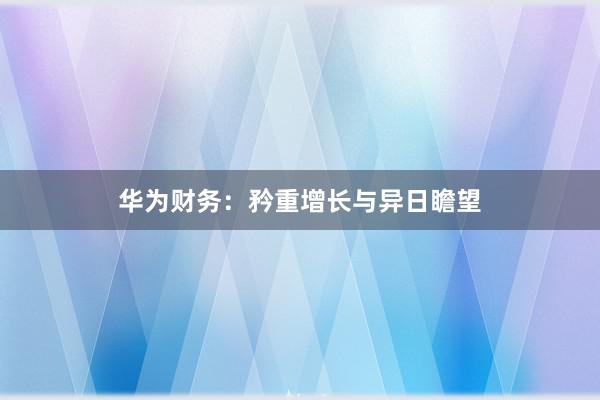 华为财务：矜重增长与异日瞻望