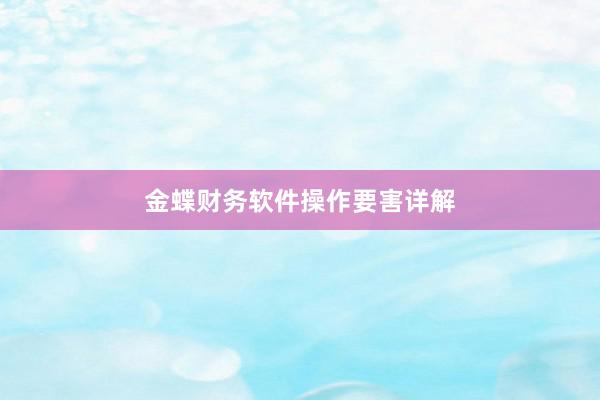 金蝶财务软件操作要害详解